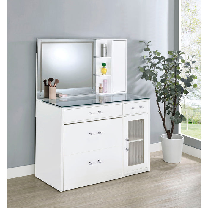 Kerr - 2 Drawer Makeup Vanity Table With Mirror And Stool Furniture Max