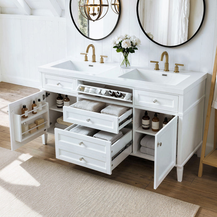 Bathroom Vanity With Double Sink, 3 Drawers, 2 Doors, Adjustable Shelves, Freestanding - White Noble House
