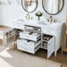 Bathroom Vanity With Double Sink, 3 Drawers, 2 Doors, Adjustable Shelves, Freestanding - White Noble House