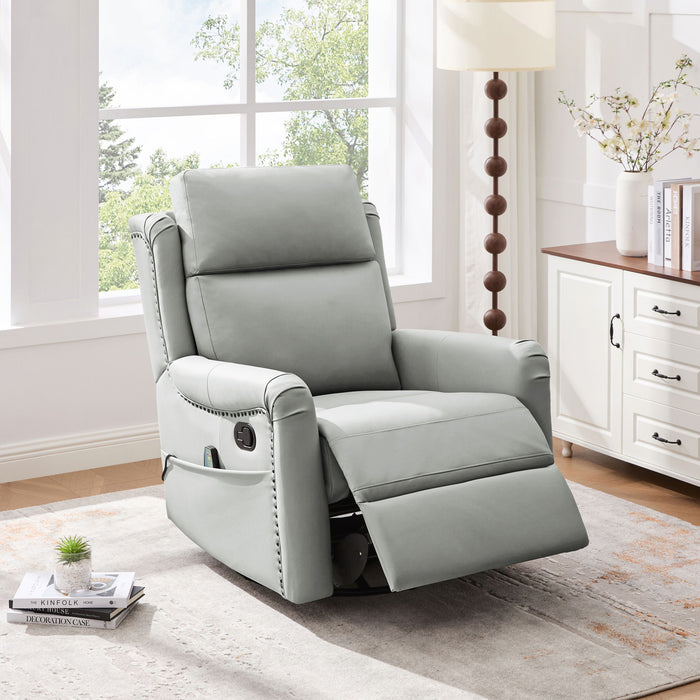 Manual Recliner Swivel Rocking Chair With 8 Point Massage And Heating Noble House