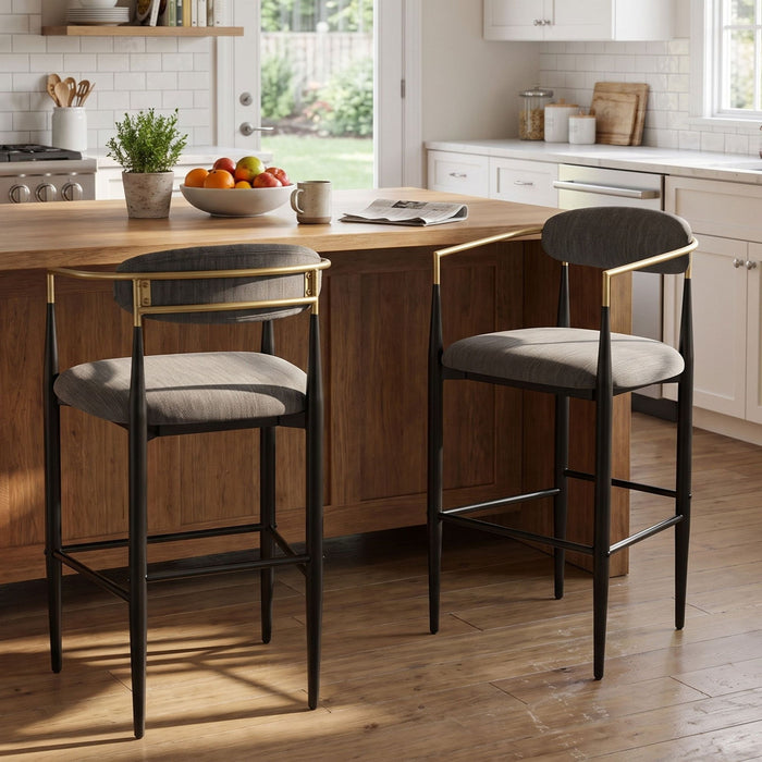 Upholstered Bar Stools (Set of 2) - Charcoal Noble House