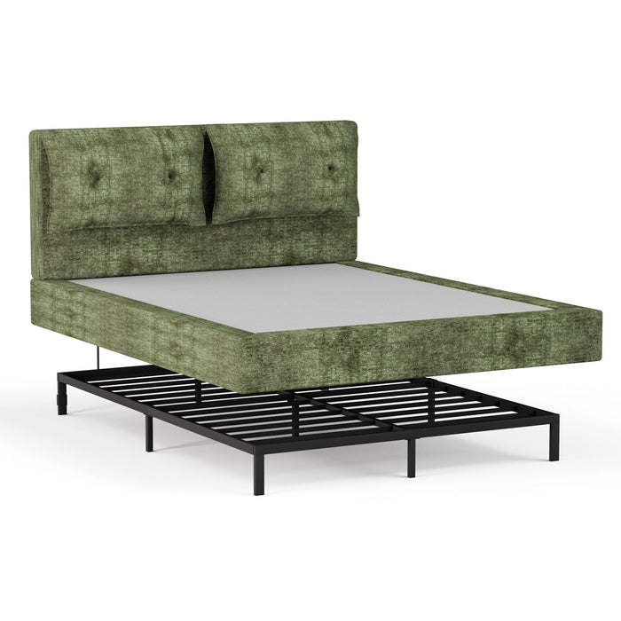 Airframe - Upholstered Bed Frame With Double Layered Upholstered Headboard Home Essentials