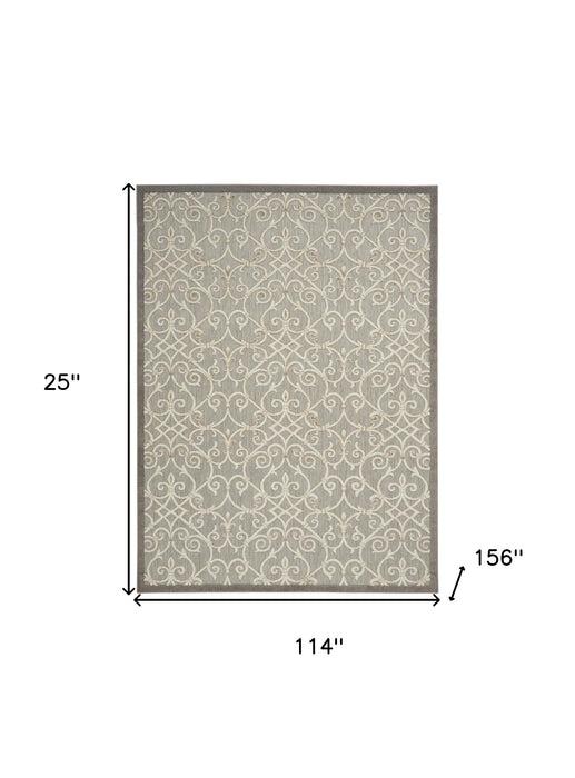 10' X 13' Non Skid Indoor / Outdoor Area Rug - Natural Damask