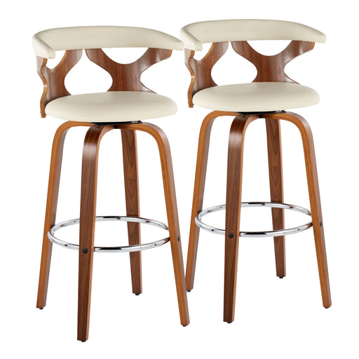 Gardenia - Mid Century Modern Fixed Height Barstool With Swivel With Round Footrest (Set of 2) Lumi Source