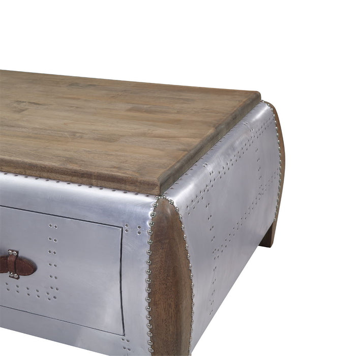 Brancaster - Coffee Table - Antique Oak & Aluminum ACME