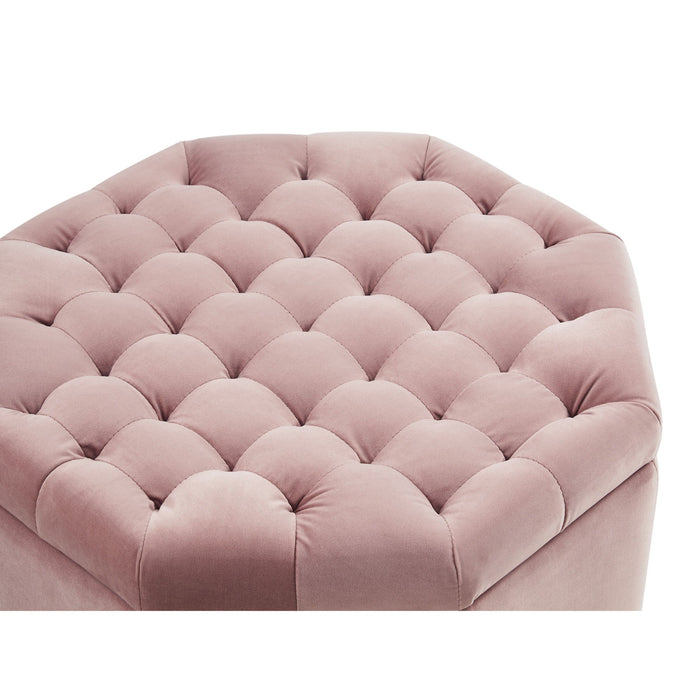 Velvet Tufted Specialty Storage - Blush / Black