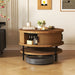 Flip-Top Round Coffee Table With Storage - Brown Home Essentials