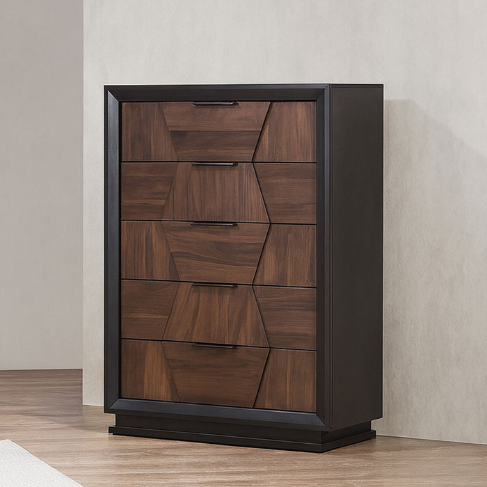Houston - 5 Drawer Chest - Walnut Matrix Furniture Group