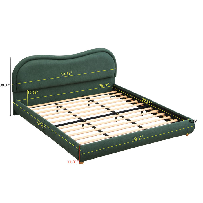 Upholstered Platform Bed Frame With Curved Headboard Home Essentials