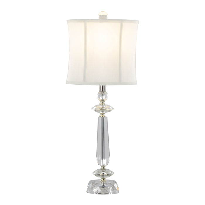 Karat - Contemporary Crystal Table Lamp (Set of 2) - Clear Crystal / Chrome / White Softback