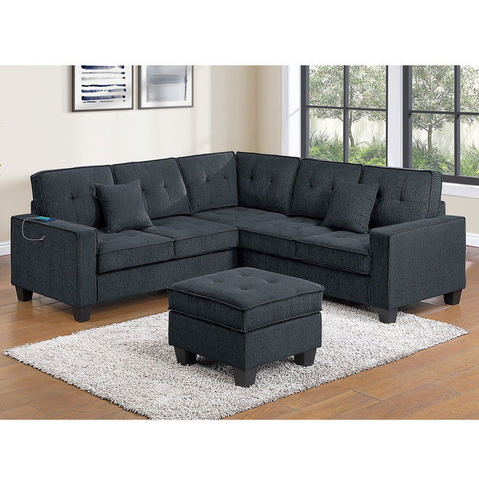 Sectional Set With Corner Wedge Ottoman USB Port Home Essentials