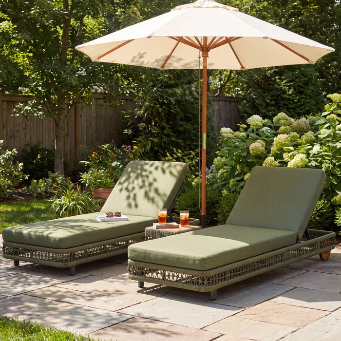 Outdoor Chaise Lounge & Wheels, 5 Position Adjustable Backrest Noble House