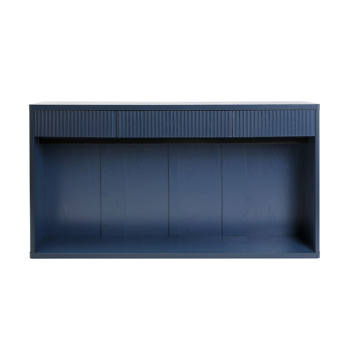 Fluted Console Table With 3 Drawers, Long Sofa Table Behind Couch For Living Room Home Essentials