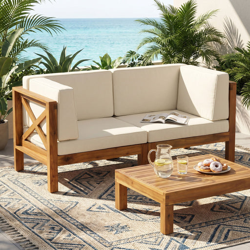 Brava - X Back Loveseat - Beige Noble House