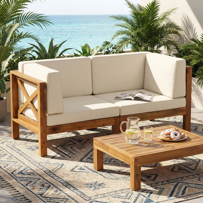 Brava - X Back Loveseat - Beige Noble House