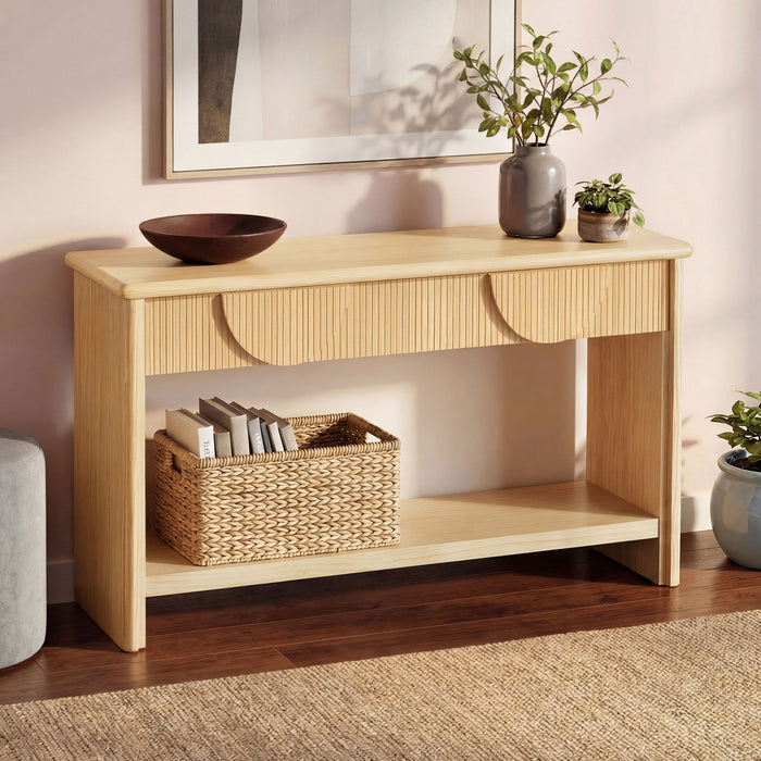 Fluted Console Table With Semi Circular Drawers - Natural Noble House