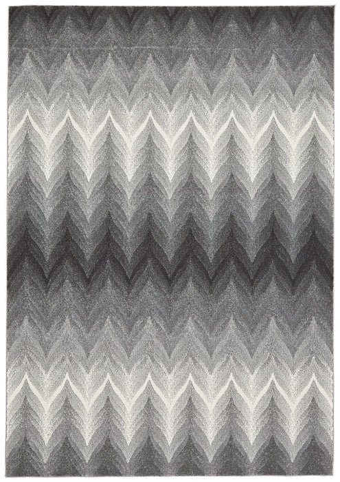 Geometric Area Rug - Gray And White - 10' X 13'