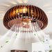 Semicircle Flush Mount Fan Light, (No Included Bulbs) And Remote Control, 6 Speeds, Quiet DC Motor For Living Room - Wood Daily Nest