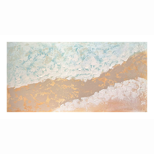 Neutral Beach Landscape Canvas Wall Art, Hand Painted Thick Textured Painting, Decor For Living Room - Beige / Blue Daily Nest