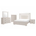 Ciara - King 5 Piece Bedroom Set With LED Lighting, Clean Lines And Upholstered Mirror - Beige Global Furniture USA