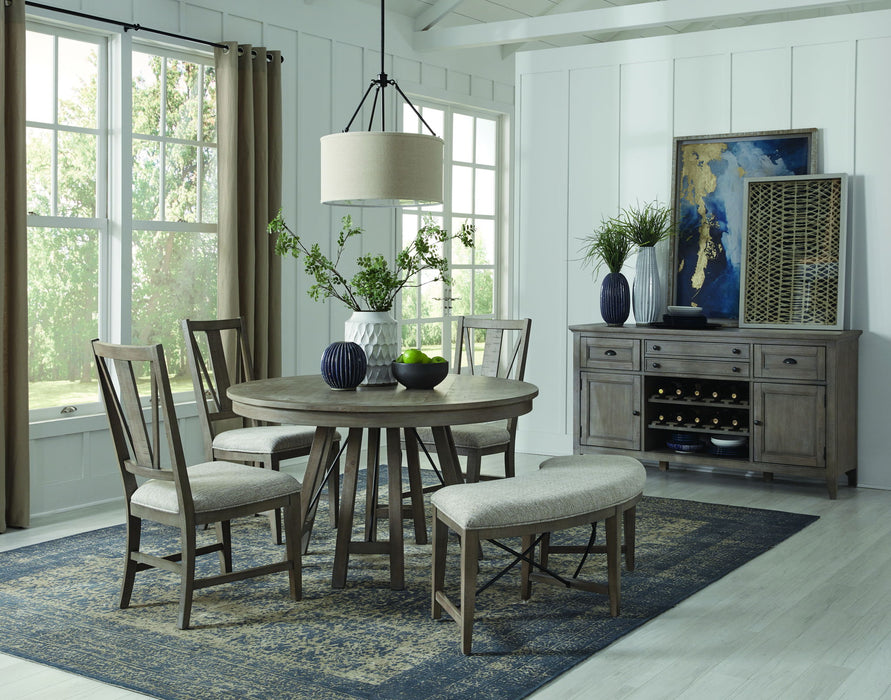 Paxton Place - Curved Bench With Upholstered Seat - Dovetail Gray Magnussen Furniture