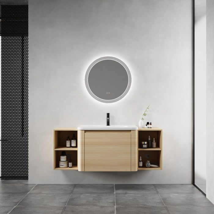 Wall Mounted Bathroom Vanity With Sink, Storage Shelves & Soft Close Door Home Essentials