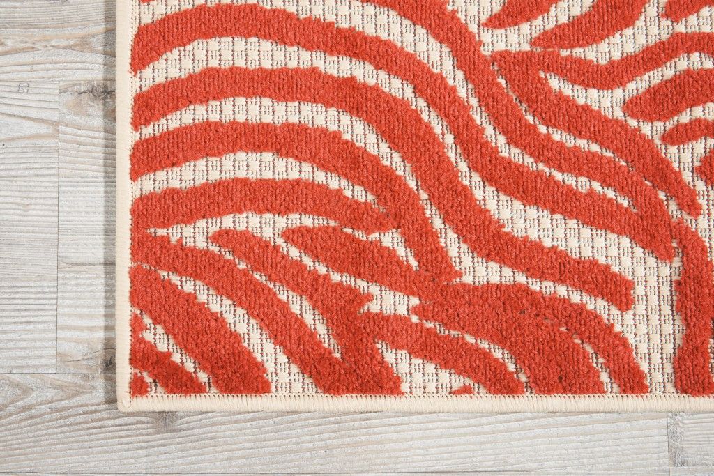 3' X 4' Abstract Indoor / Outdoor Area Rug - Red / Ivory