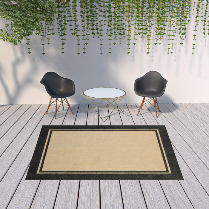 Indoor / Outdoor Area Rug - Beige / Black