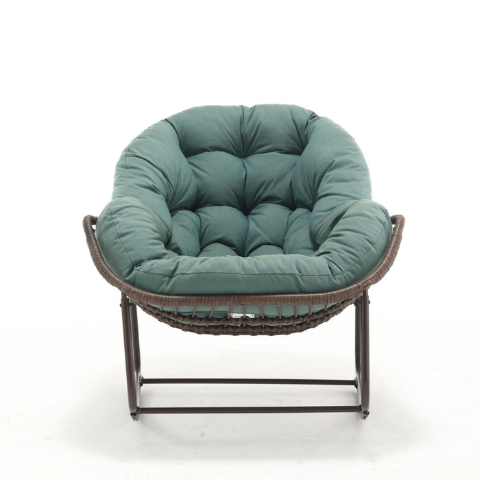Indoor / Outdoor Oversized Wicker Egg Rocker Chair - Light Green