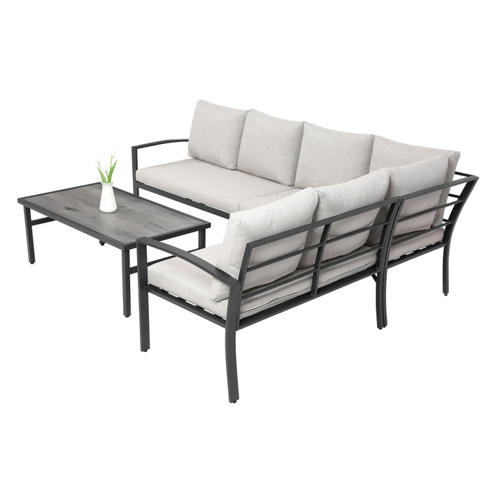 Grand Patio 4 Piece Wicker Patio Furniture Set, All - Weather Outdoor Conversation Set Sectional Sofa With Water Resistant Beige Thick Cushions And Coffee Table - Beige