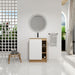Freestanding Bathroom Vanity With Thin Rim Sink, Single Door With 4 Tier Open Shelves - Light Oak / White Home Essentials