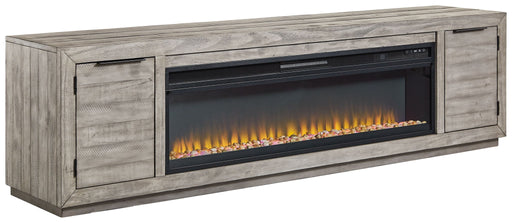 Naydell - 92" TV Stand With Wide Fireplace Insert - Gray Signature Design by Ashley®