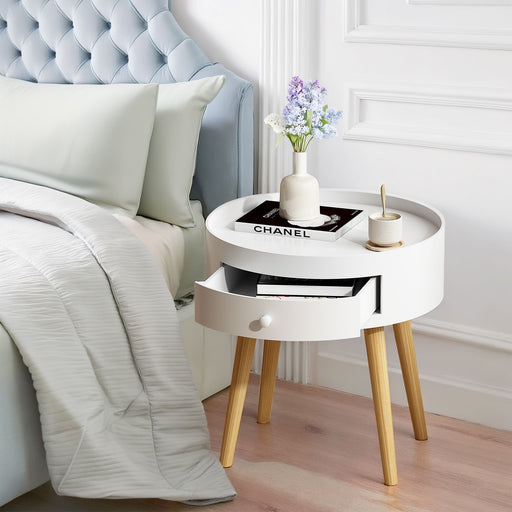Nightstand With Storage Drawer, Bedside Table For Bedroom - White Home Essentials