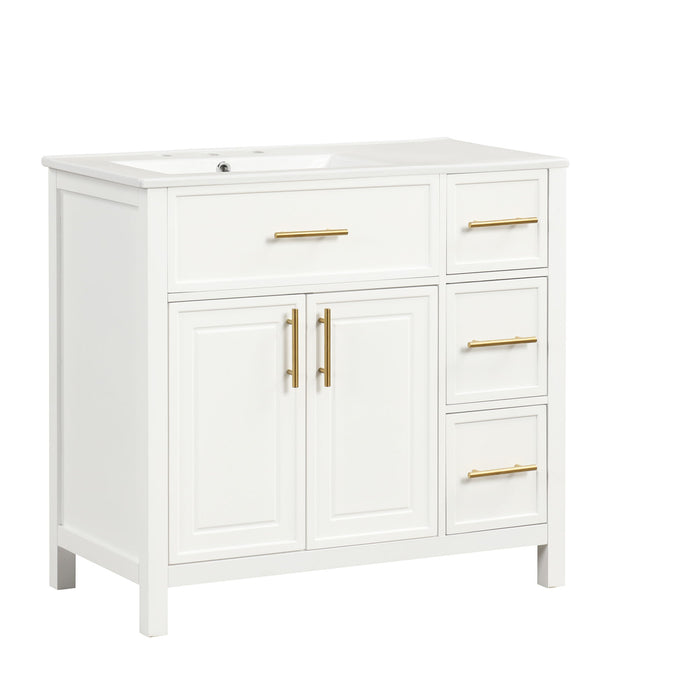 Modern Bathroom Vanity With Sink Top, 2 Doors And 3 Drawers Hearth and Haven