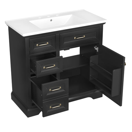 Modern Bathroom Vanity With Sink Top, 4 Drawers And 1 Soft-Close Door Hearth and Haven