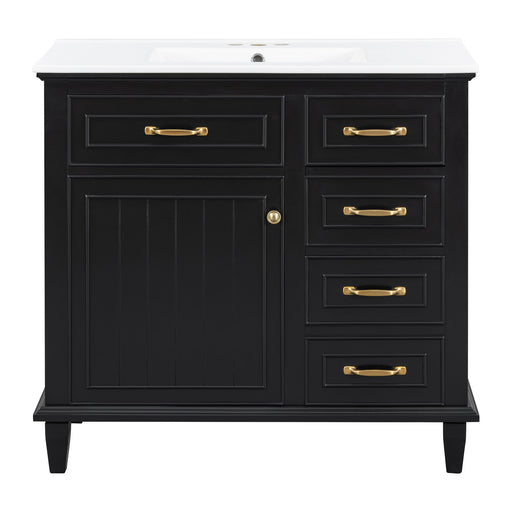 Modern Bathroom Vanity With Sink Top, Flip Drawers, Adjustable Shelf Hearth and Haven