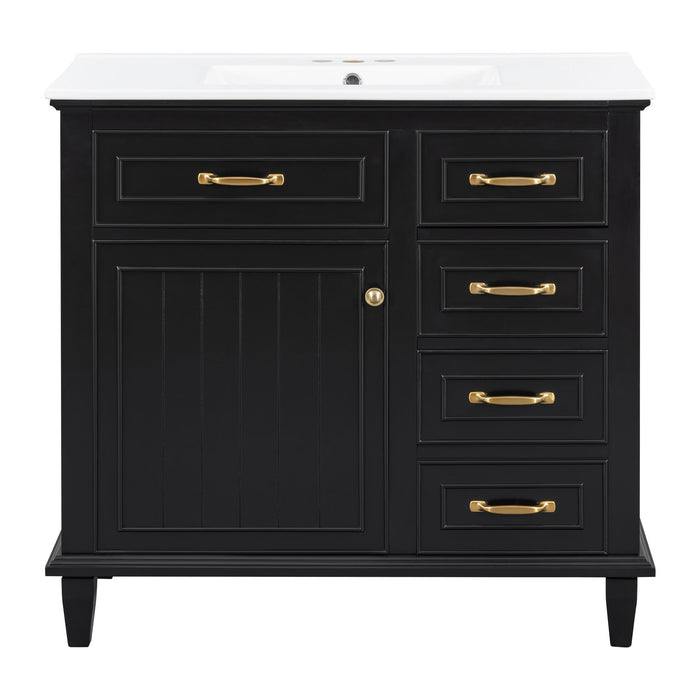 Modern Bathroom Vanity With Sink Top, Flip Drawers, Adjustable Shelf Hearth and Haven