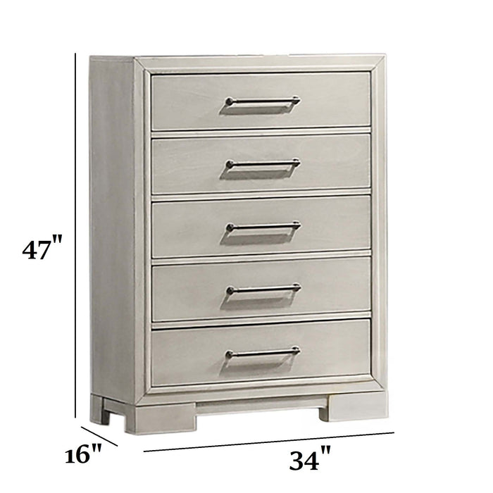 1 Piece Chest With Square Legs And Sleek Handles - Antique White Home Essentials