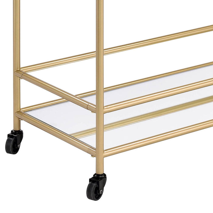 Kenda - Serving Cart - Clear Glass, Mirrored & Gold ACME