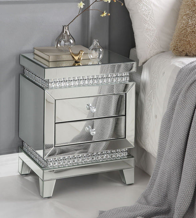 Lotus - Accent Table - Mirrored & Faux Ice Cube Crystals ACME