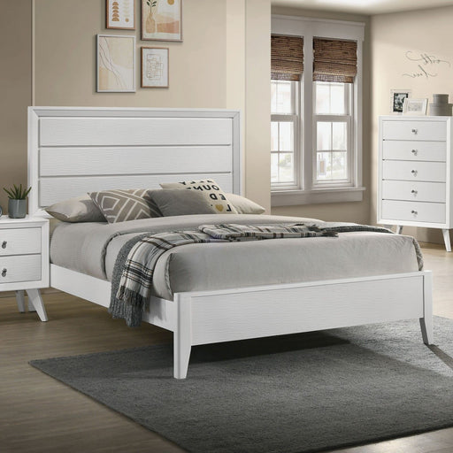 Modern Bed Frame With Wave Texture Headboard And Angled Legs Home Essentials