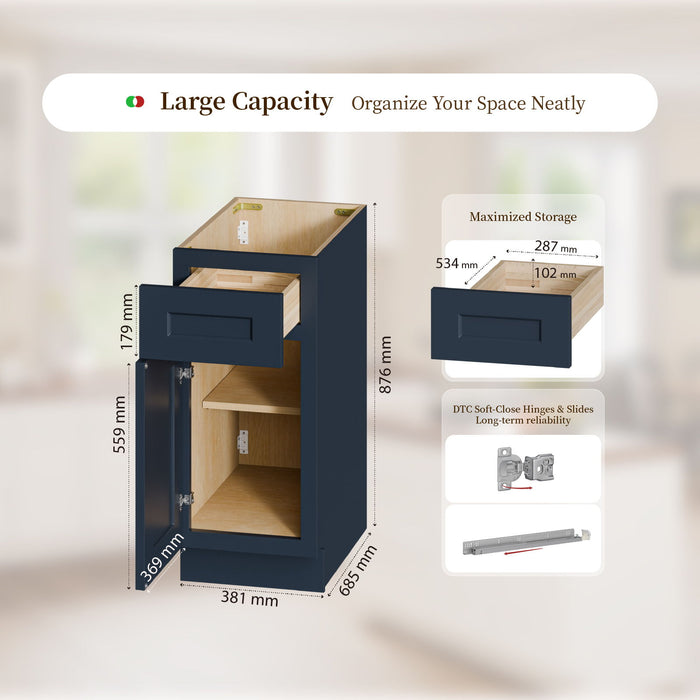 Shaker Base Cabinet & Soft-Close Door And Drawer Home Essentials