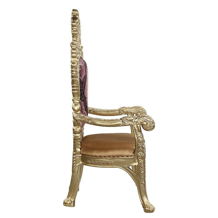 Bernadette - Arm Chair (Set of 2) - Pattern Fabric & Gold ACME