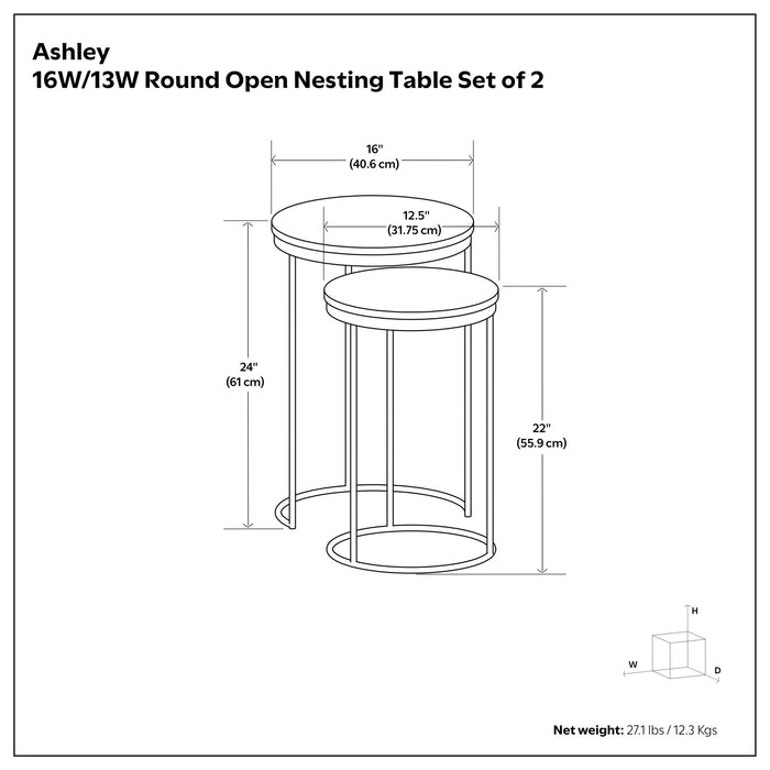 Ashley - 2 Piece Nesting Table - Gold Simpli-Home