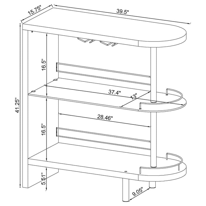 Karinna - 2 Tier Home Bar Table With Shelf - Silver Furniture Max