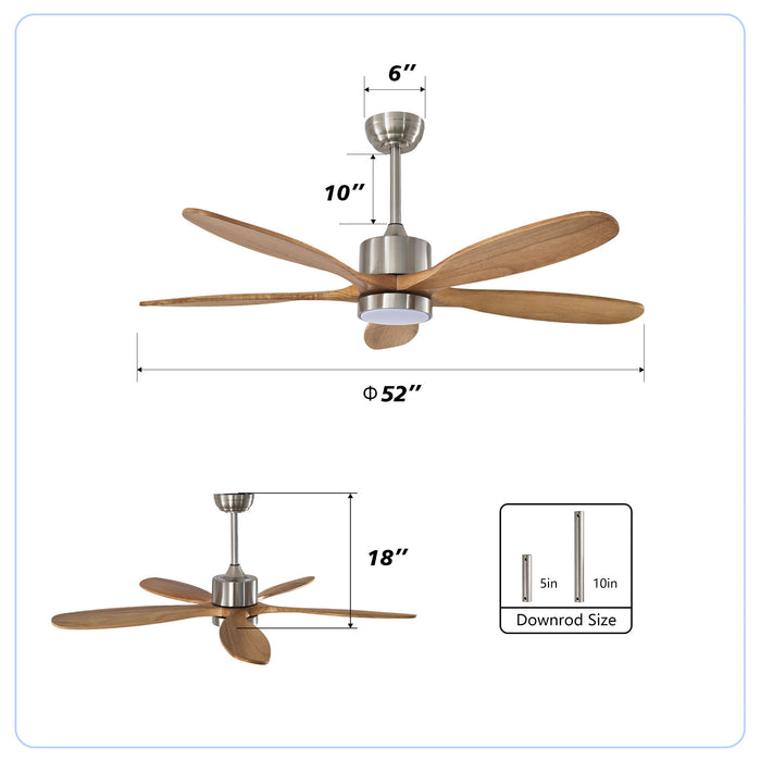 Ceiling Fan With Lights Quiet DC Motor Ceiling Fans 6 Speed Levels - Nickel Daily Nest