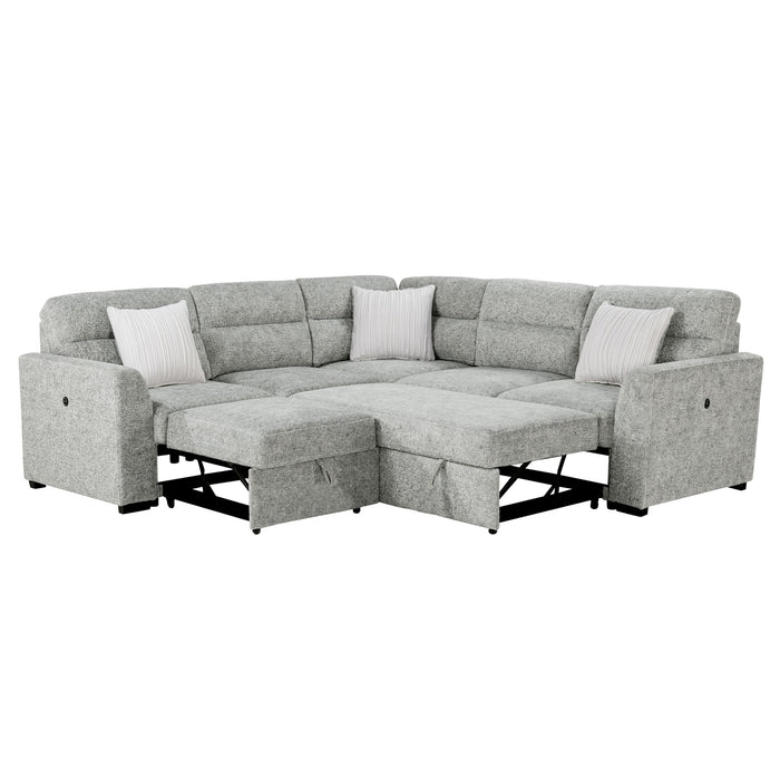 Emiliano - Sectional Sofa With 3 Pillows - Nickel Global Furniture USA