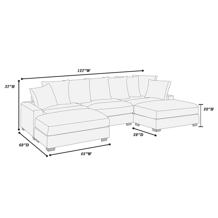 5 Piece Modular Sectional Set Couch With LAF & RAF Chairs, Living Room Furniture - Dark Gray Home Essentials