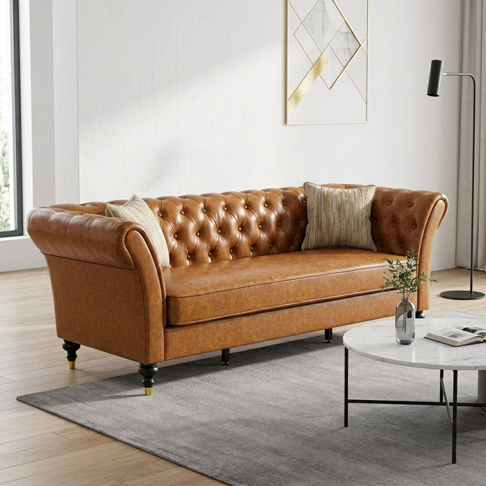 Chesterfield Sofa, 3 Seat Couch With Deep Button Tufted Back, Rolled Arms Home Essentials