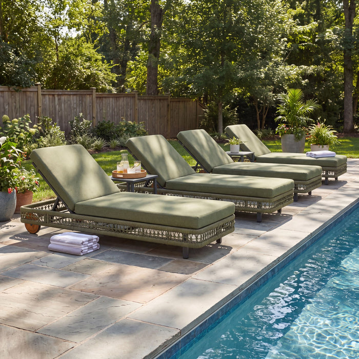Outdoor Chaise Lounge & Wheels, 5 Position Adjustable Backrest Noble House